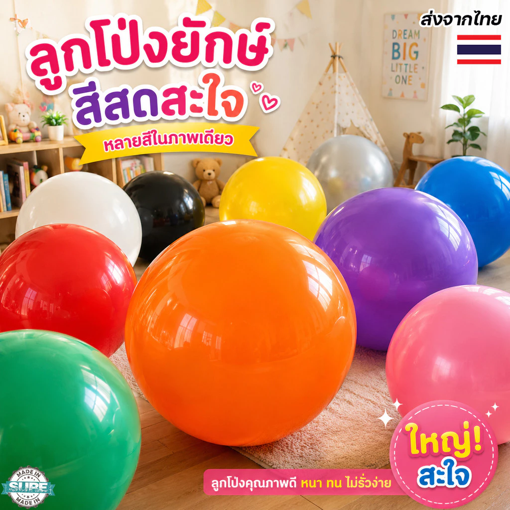 ลูกโป่งจับโบ้ ขนาดใหญ่พิเศษ 36 นิ้ว หนา 25 กรัม ลูกโป่งยักษ์ เหมาะสำหรับกิจกรรมกลางแจ้งและงานปาร์ตี้ วาเลนไทน์