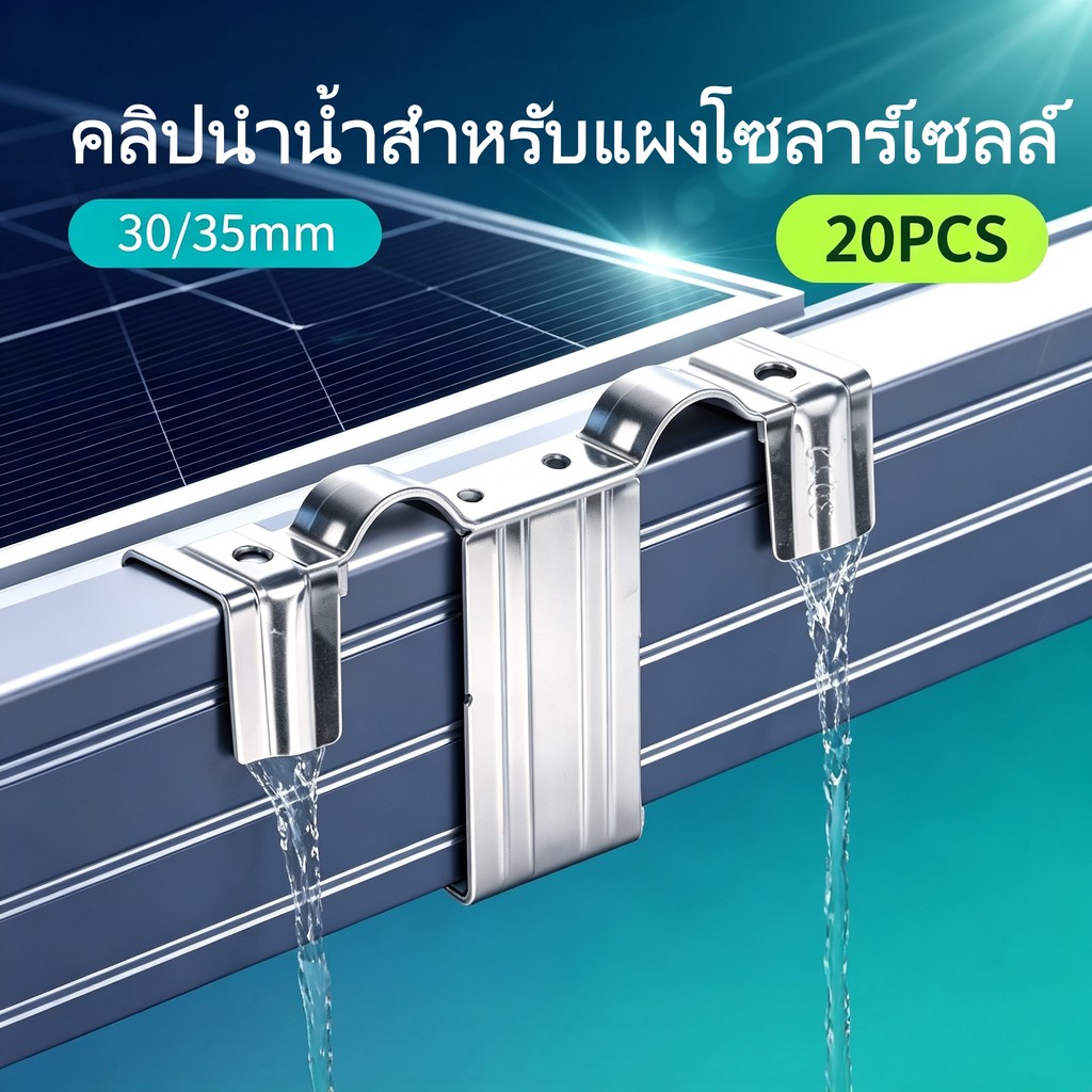 20pcs คลิปนำน้ำและกำจัดฝุ่นแผงโซลาร์เซลล์ 30/35มม สแตนเลส ช่วยระบายน้ำ ลดคราบสกปรก ติดตั้งง่าย