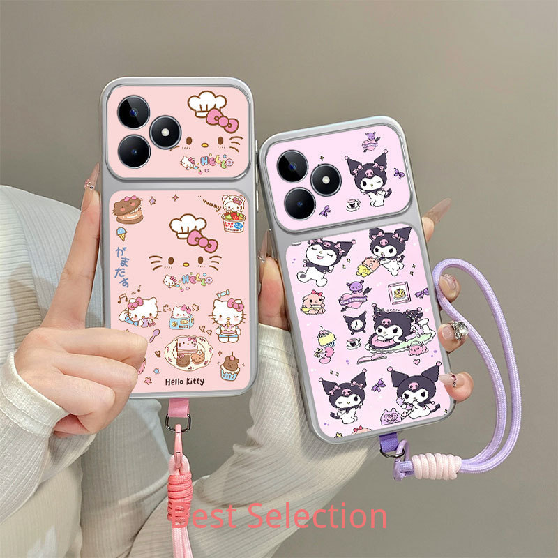 เคส Realme C51 C53 การ์ตูนการ์ตูนพิมพ์เคส TPUซิลิโคนพร้อมสร้อยข้อมือตกแต่งTK
