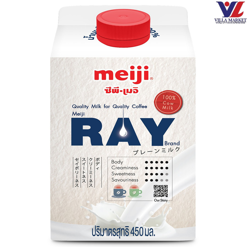 [สินค้าส่งด่วน] [4802] Pasteurized Milk (Meiji Ray Brand)450Cc เมจิ นมพาสเจอร์ไรส์ (ตราเรย์) 450 ซีซี