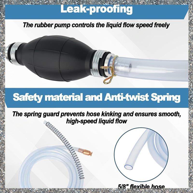 [feidan33.ph] Siphon Hose 8.3 Ft 5/8" Siphon Hose พร้อมปั๊มยาง, Anti-Kink Spring สําหรับ Fast Petrol