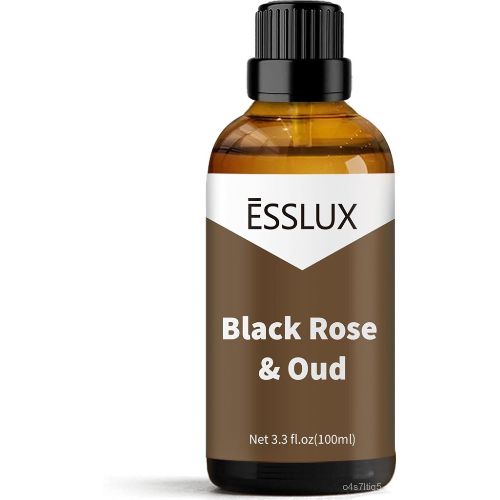Black Rose & Oud Fragrance Oil, ESSLUX Large Single Scented Oils 100 ml (3.3 oz), Aromatherapy Essen