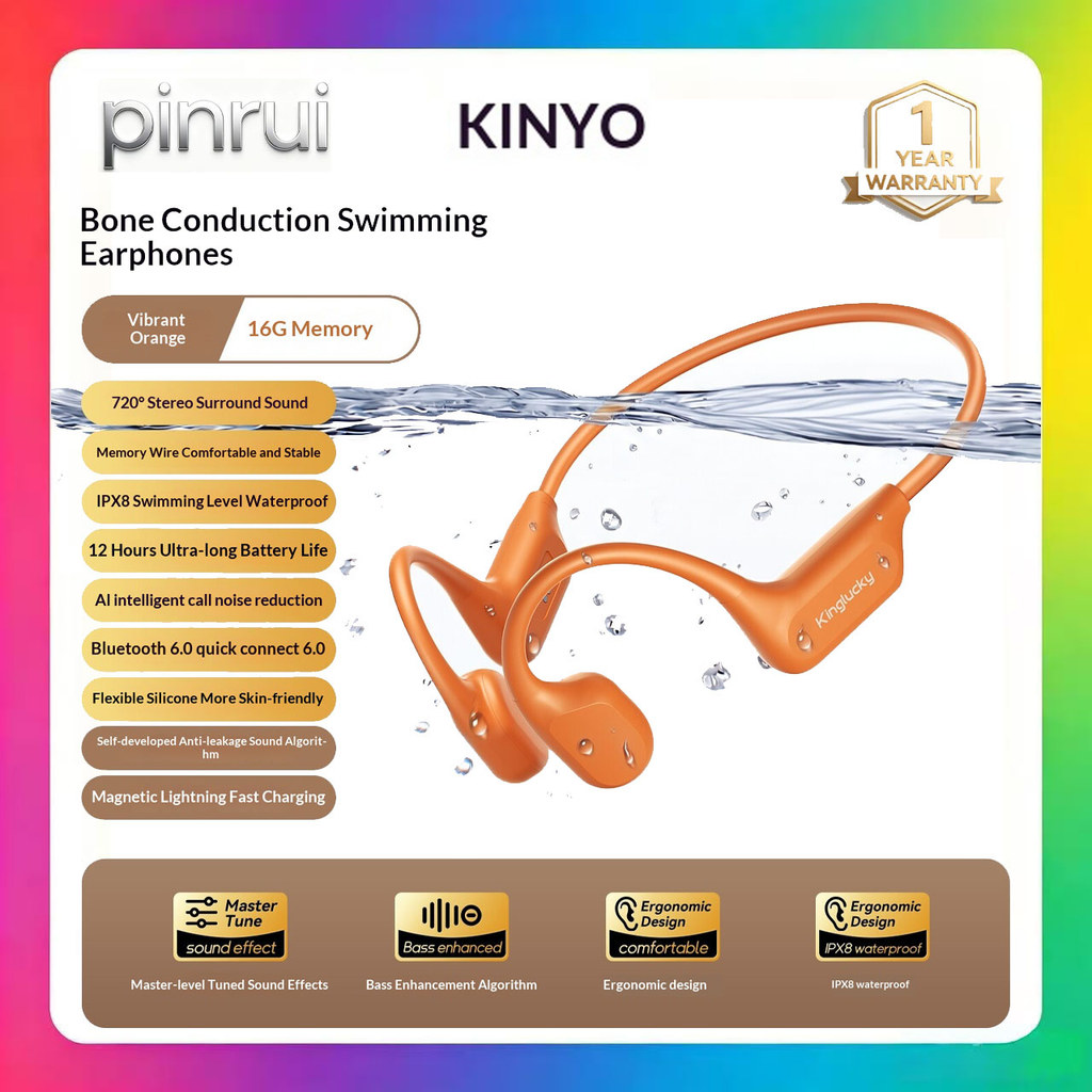 หูฟังบลูทูธ KINYO X7 Bone Conduction - 2026 รุ่นใหม่ - หูฟังกีฬาวิ่งเฉพาะ - หูฟังว่ายน้ําชนิดแบบไม่ใ