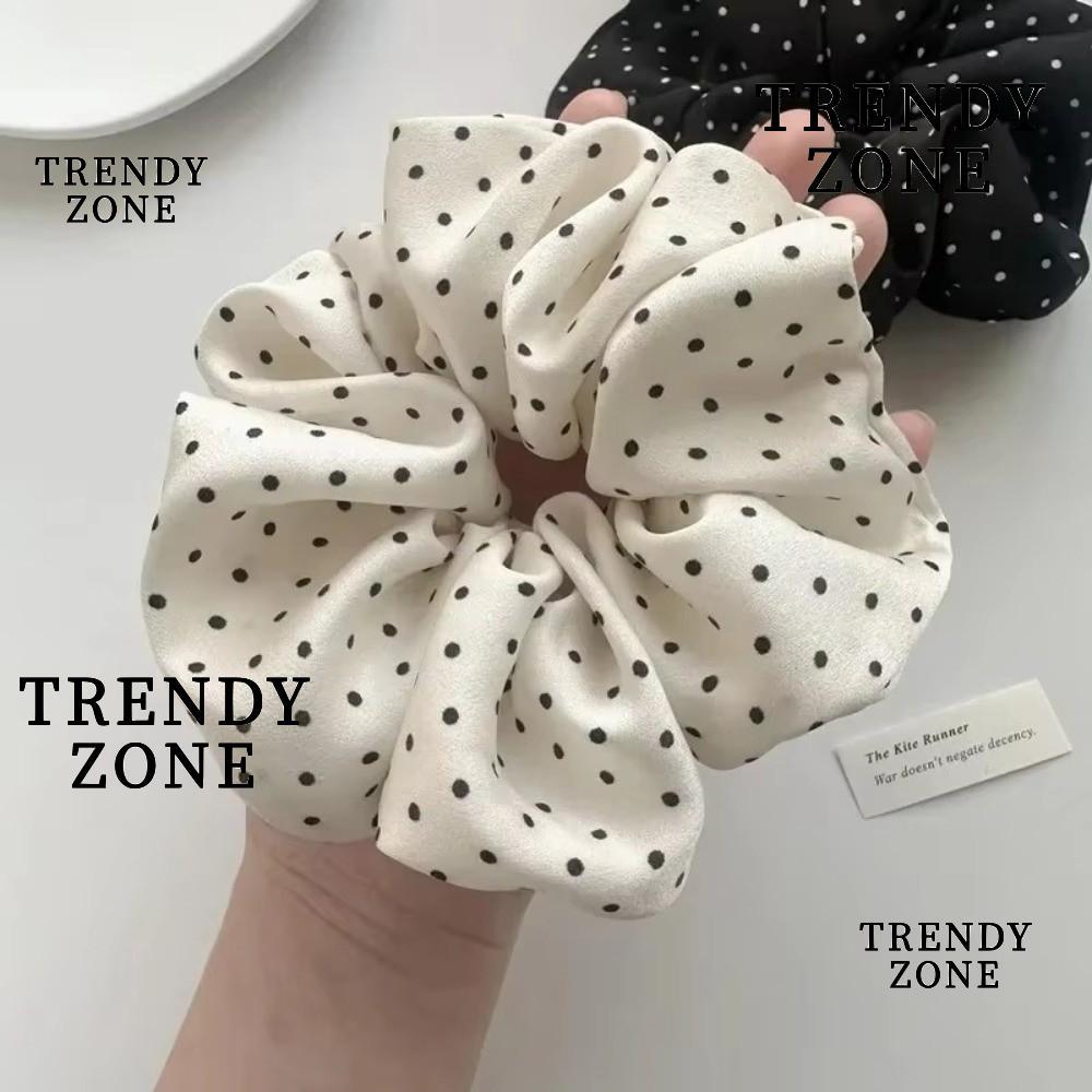 TRENDYSONE ยางรัดผม, ยางรัดผมจําลองผ้าไหมยืดหยุ่นลายจุด, เครื่องประดับผม 1 ชิ้นที่หรูหราสําหรับผู้หญิง