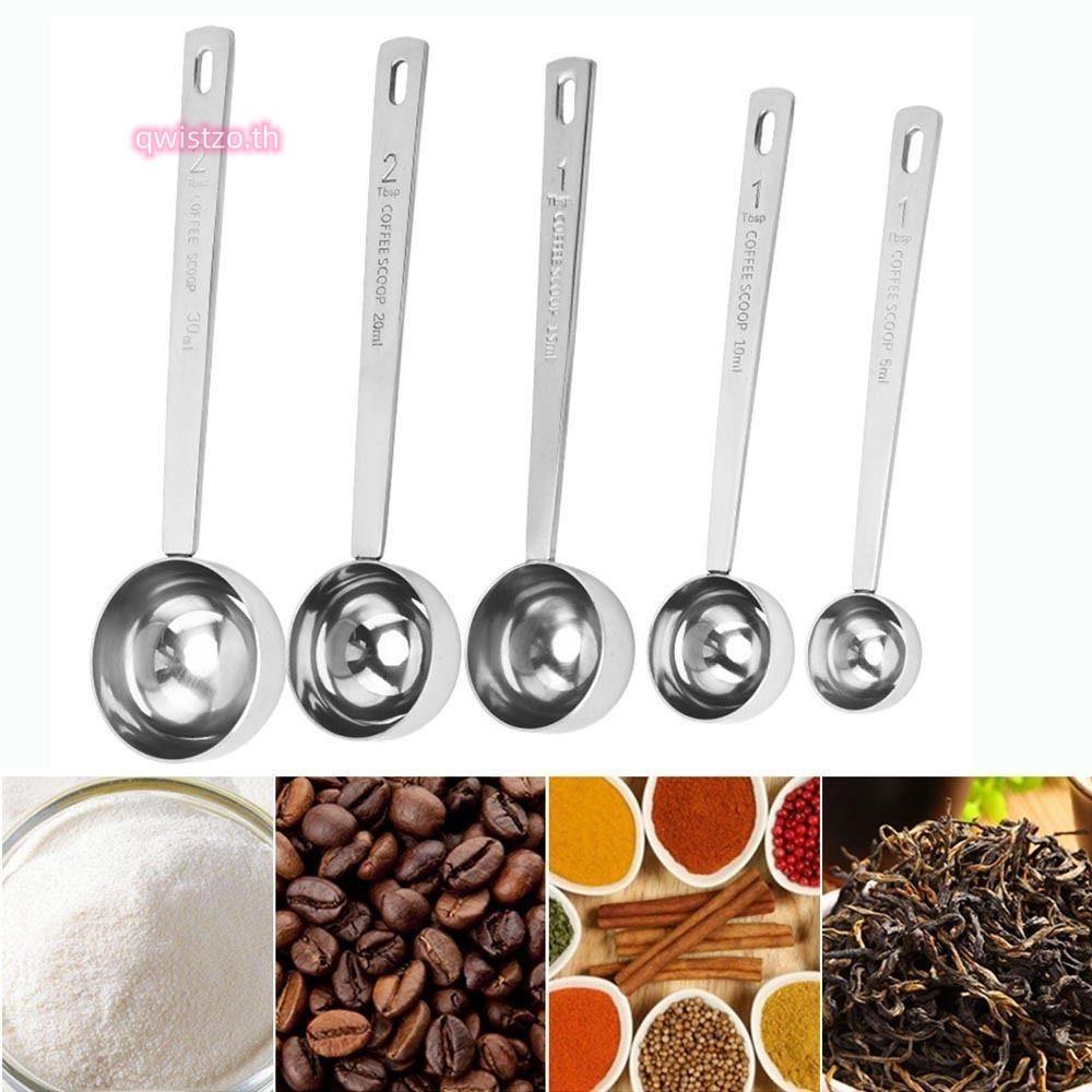 QWISTZO ช้อนตวง, Thicken Blending Coffee Scoop, สแตนเลสทนทาน 5/10/15/20/30ML Tablespoon Coffee