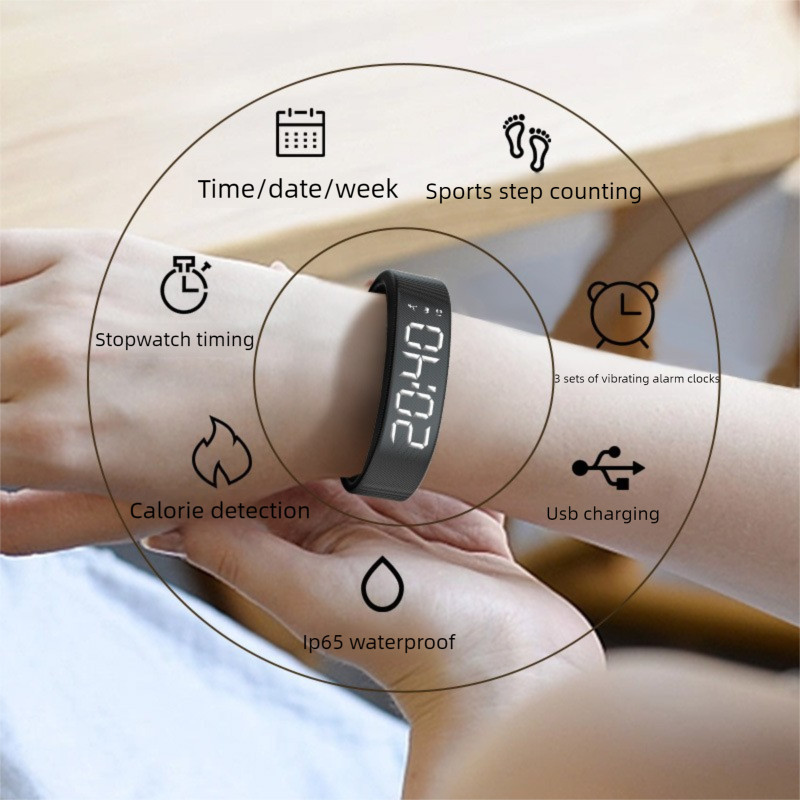 T5C สมาร์ทวอท์ช FD68S สร้อยข้อมือสมาร์ทหน้าจอสีเพลงสภาพอากาศ Pedometer สร้อยข้อมือกีฬา