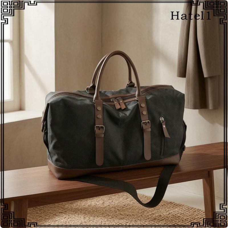 [Hatel] ผ้าใบ Duffel ด้านบนกระเป๋าซิปปิดปิดไหล่ Duffel กระเป๋าด้านหน้ากระเป๋าซิป