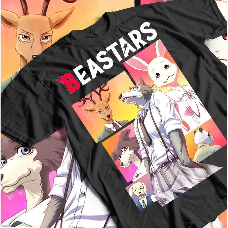 เสื้อยืดลายกราฟิกอนิเมะ Beastars ผ้าฝ้าย 100% สำหรับผู้ชาย คอลเลคชั่นใหม่ฤดูใบไม้ผลิ 2026 เสื้อผู้หญ
