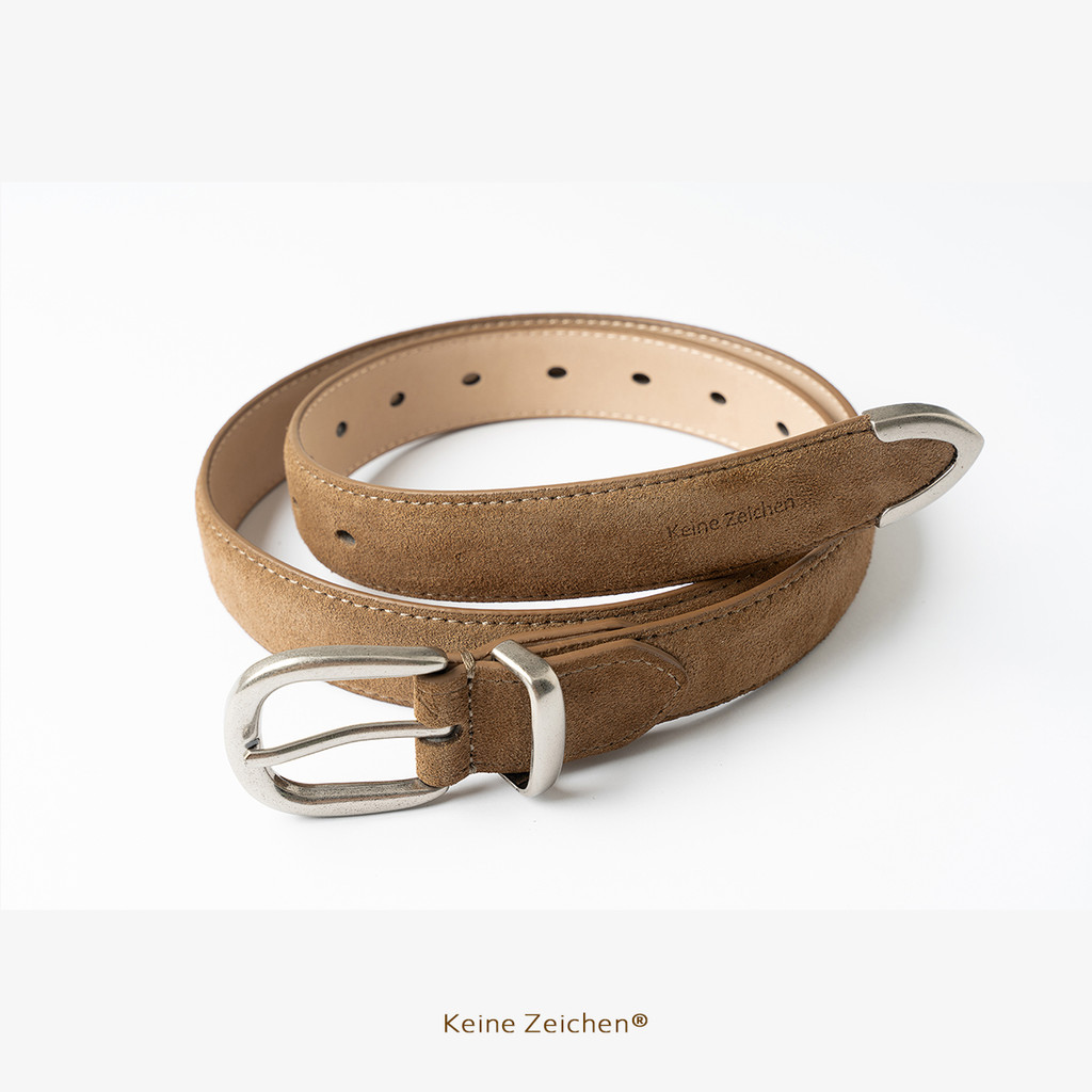 ไม่มีโลโก้/Niu Suede Suede Texture Retro Western Melade Old Money Style Simple Belt Belt Belt