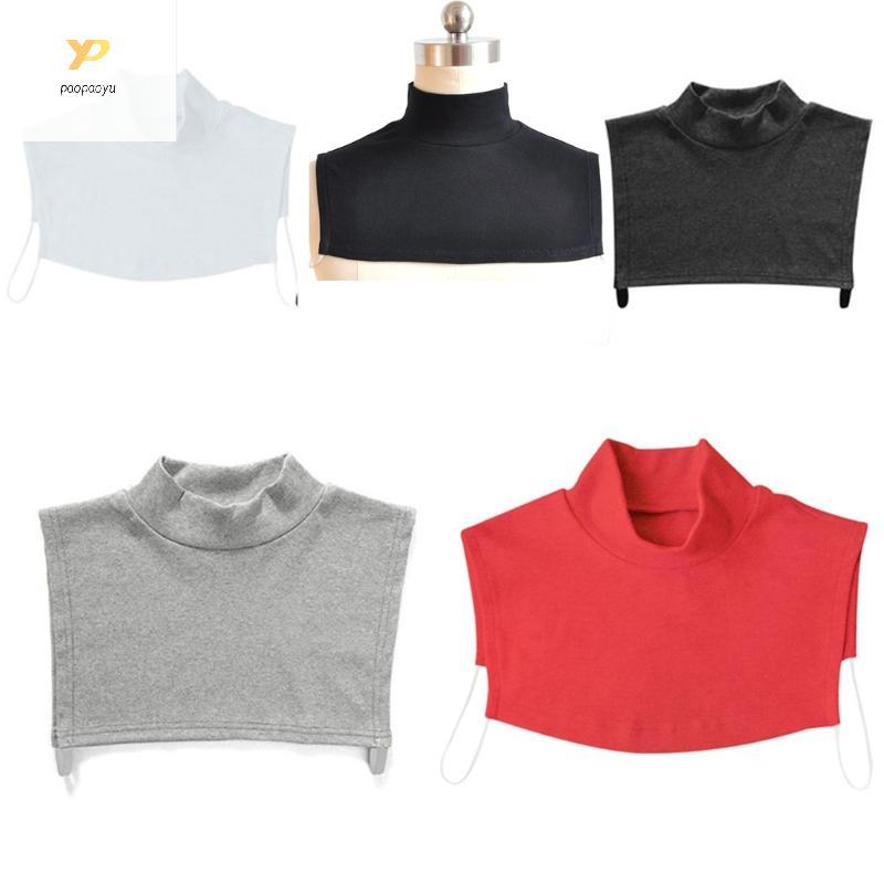 PPY Unisex สีทึบคอเต่าครึ่ง Dickey ที่ถอดออกได้ปลอมคออุ่น