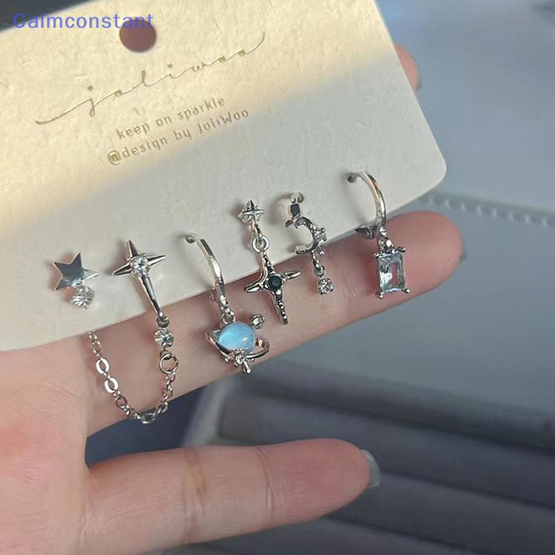 Ca> 6PCSชุดGoth PunkคริสตัลMoon Cross Starจี้ต่างหูสําหรับผู้ชายผู้หญิงY2K Vintage Aestheticเครื่องป