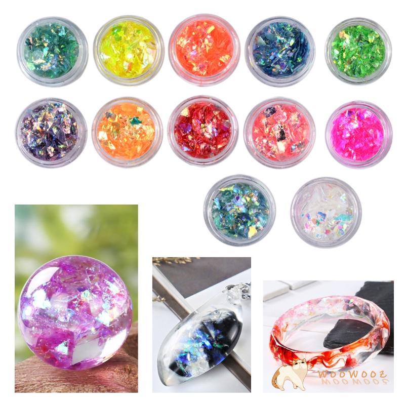 WOW 12 สีเล็บสําหรับ Shell Cellophane ลูกอมที่มีสีสันสําหรับ Aurora กระดาษ Hard Epoxy บรรจุกาว Decor