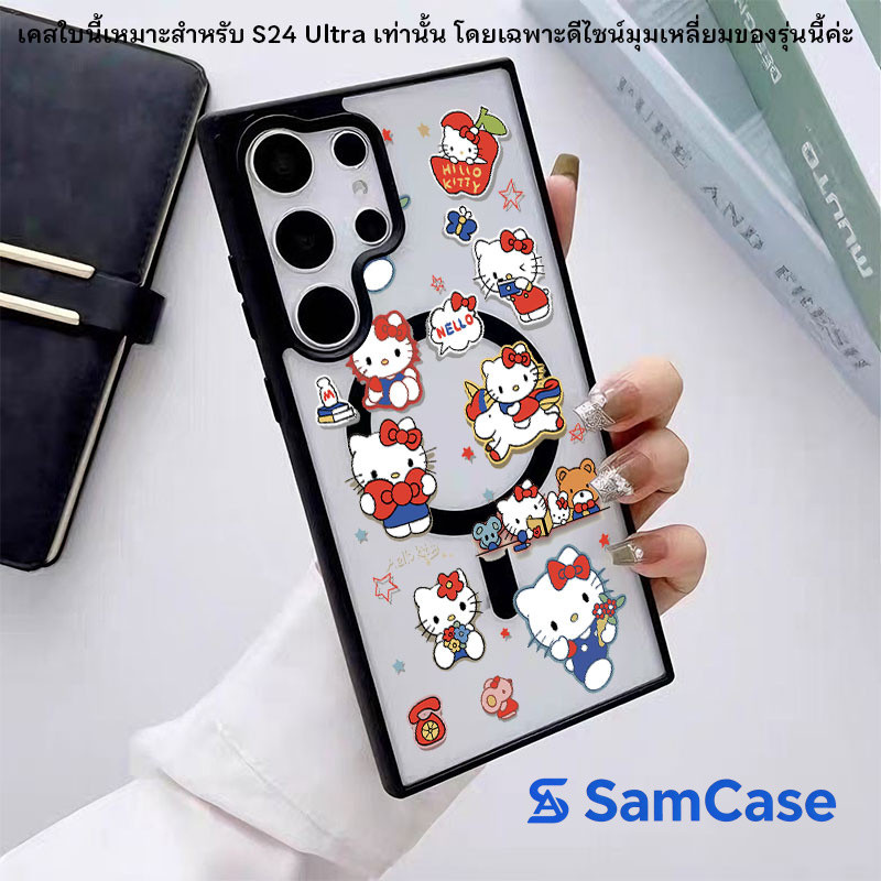 เคสลายแมวชมพู น่ารัก เคสแม่เหล็ก กันกระแทก สำหรับ Samsung S26U S26Plus S26 S25U S25Plus S24U S23U S23 S22U S22