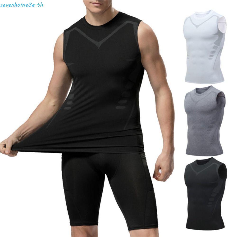 SEVENHOME3E Ionic Shaping Vest, Quick-Dry Compression Men Ice-Silk Slimming Vest,สบายเสื้อกั๊กBody Shape Top Tummy Control Sleevelesเสื้อเสื้อกล้ามบาสเกตบอลรถไฟ
