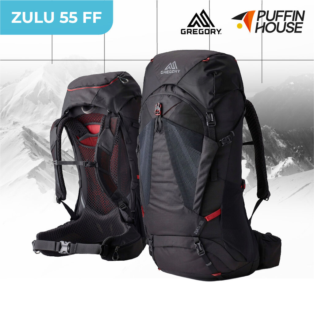 GREGORY เป้เดินป่าสำหรับผู้ชาย เป้หลังตาข่ายระบายอากาศดี เป้น้ำหนักเบา Zulu 55 FF