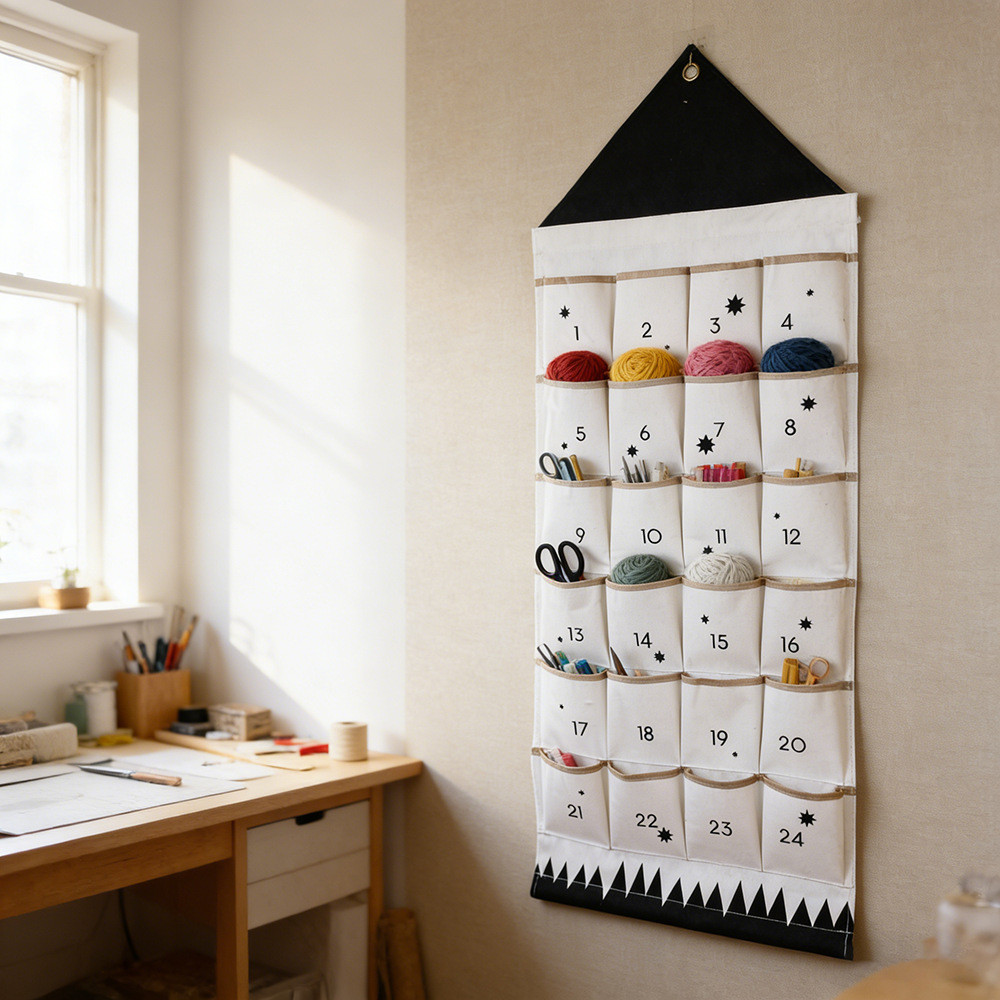 แขวนถุงเก็บ,Advent-Calendar Fabric Advent-Calendar 24 กระเป๋า,สําหรับการจัดเก็บเด็กช็อกโกแลตและขนมทน