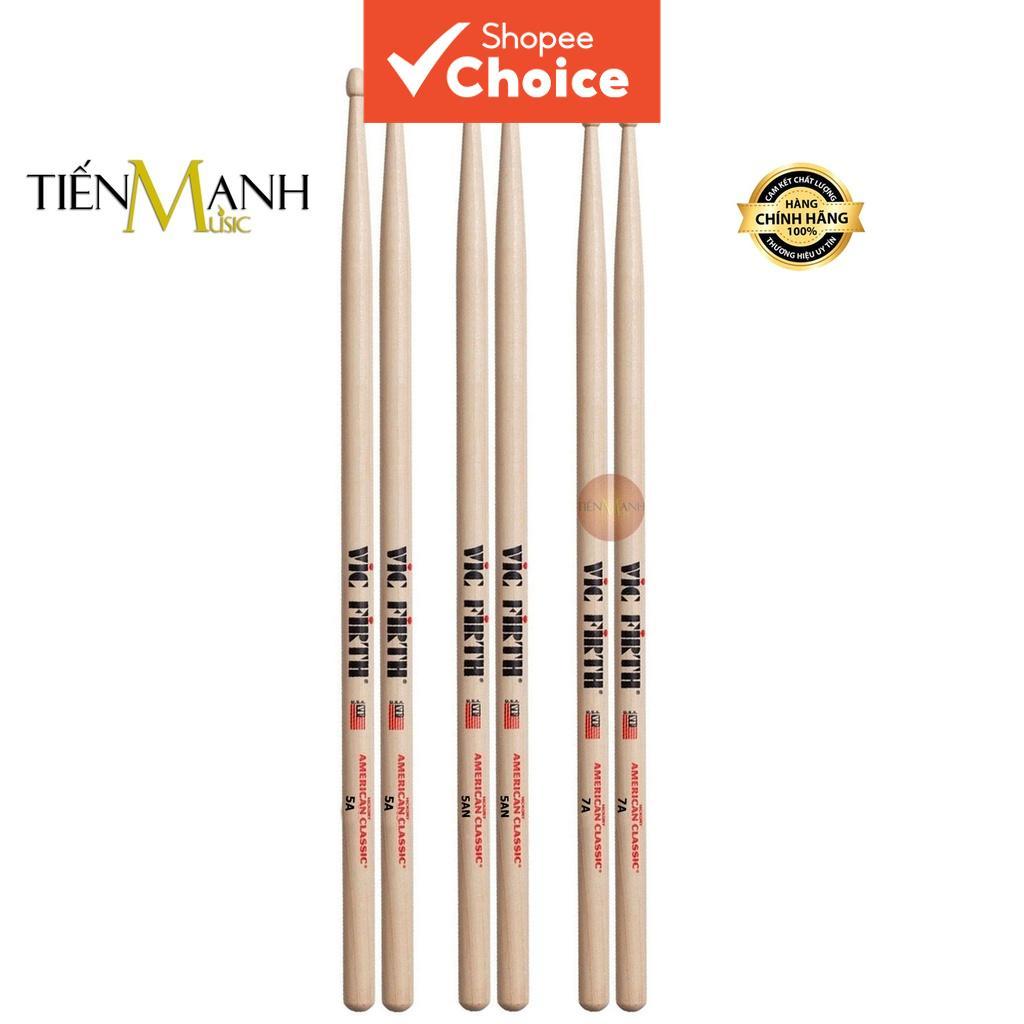 Vic Firth American Classic Hickory Drumsticks 5A 7A 5AN 7AN พร้อมปลายไนลอนไม้แท้ Sticks สําหรับอเนกป
