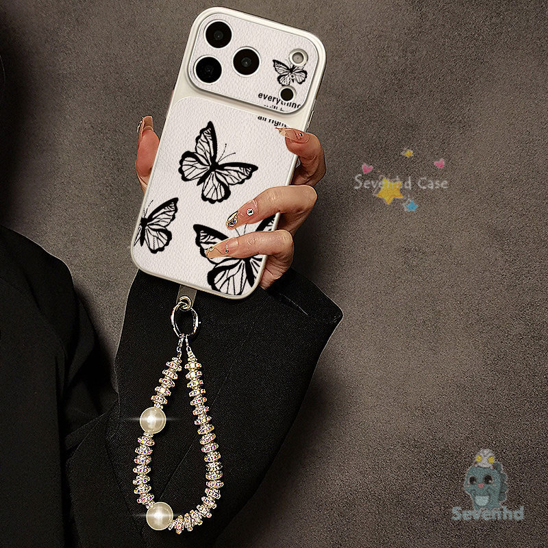 สําหรับ iPone 17 16 15 14 13 12 11 Pro Max X Xs Xr Max Butterfly Silhouette, ลิ้นจี่-เนื้อเคสโทรศัพท