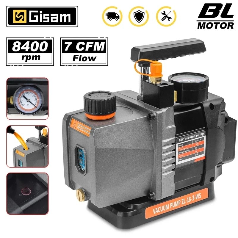 D7BZ Gisam 7CFM 1/2HP Brushless Refrigerant ปั๊มสูญญากาศ 1/4 เครื่องปรับอากาศ Cooling ปั๊มสําหรับรถ 