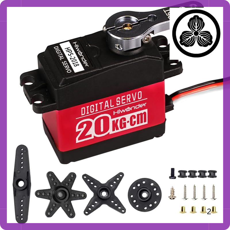 Hiwonder 20kg High Torque Metal Gear Digital Servo with Metal Case for RC Cars and Robots (180°/270°