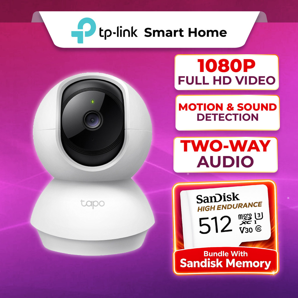 TP-Link Tapo TC70 กล้องวงจรปิดไร้สาย 1080P AI Motion Detect 360 View Night Vision 2 Way Audio