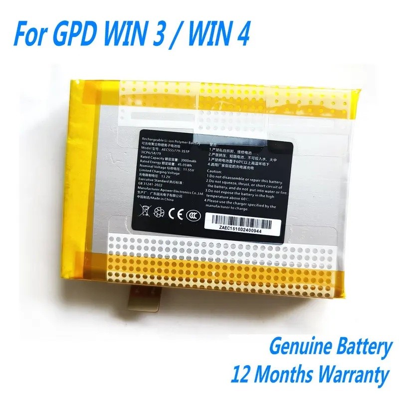 ใหม่ Original 11.55V 45.05Wh AEC555779-3S1P แบตเตอรี่สําหรับ GPD WIN3 WIN 3 / WIN 4 แล็ปท็อปสําหรับเ