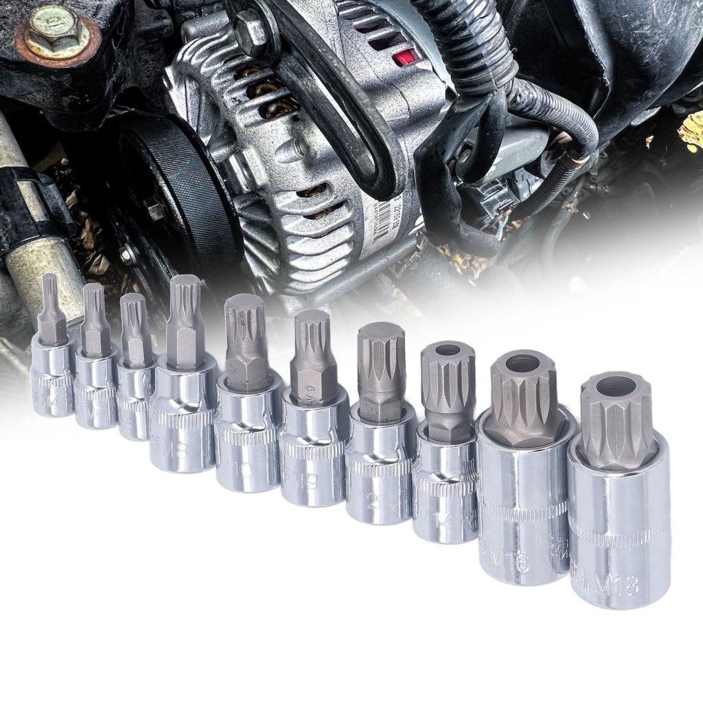 Triple Square Drive Bit Socket Set M4 to M18 1/4in 3/8in 1/2in Steel พร้อมกล่องเก็บสําหรับซ่อม