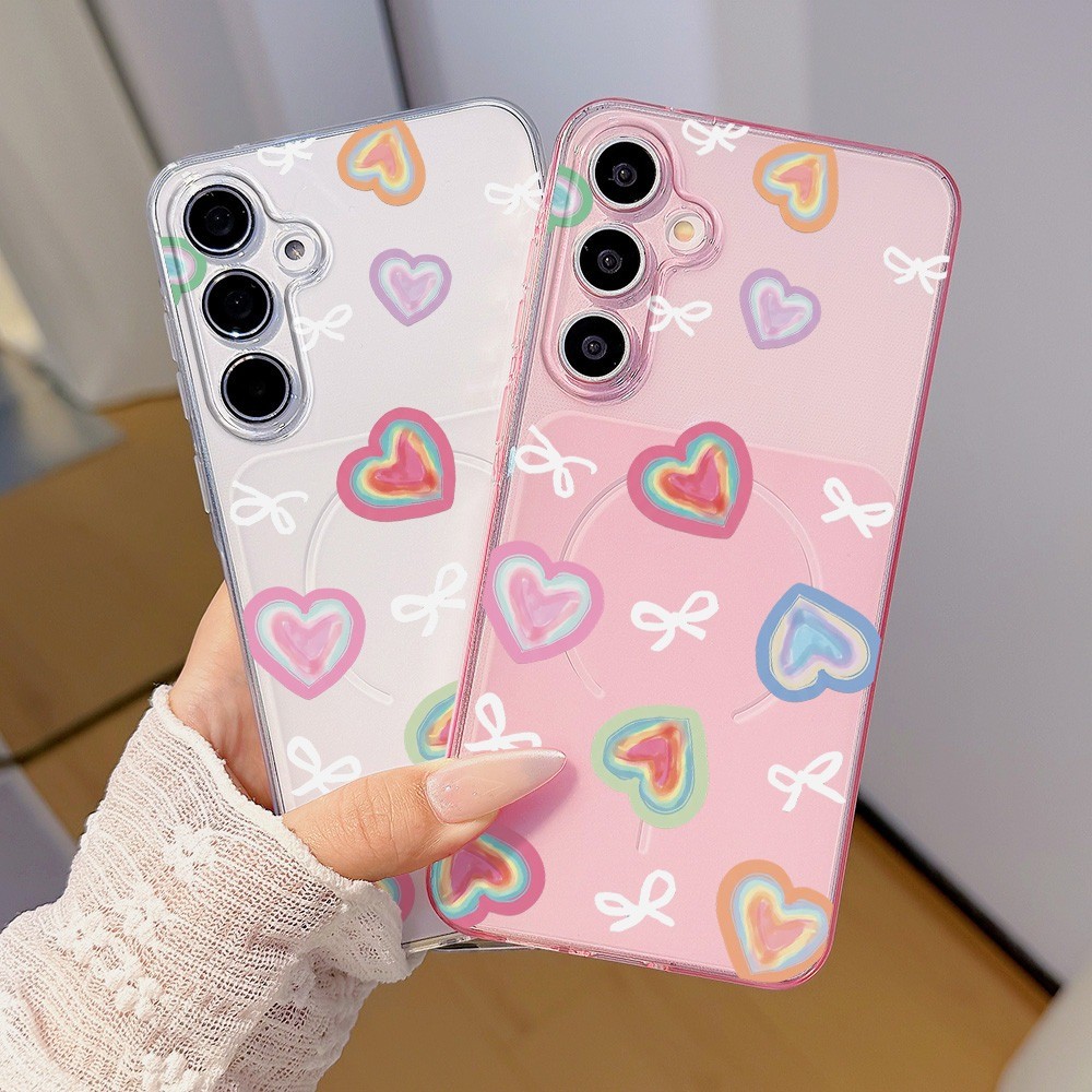 เคสโทรศัพท์โบว์รัก For Samsung A57 A36 A17 A37 A56 A55 A35 A07 A54 A34 A16 A06 A05S S24 FE S25 S26 Ultra เคสใสกันกระแทก