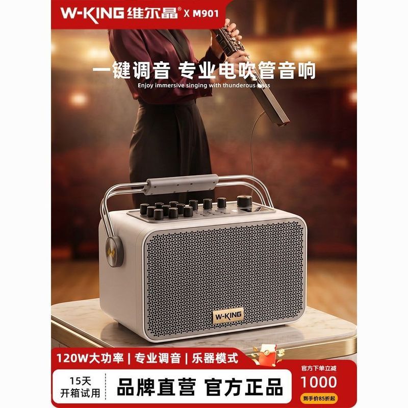W-King W-King) M901 ลําโพงเครื่องดนตรีเครื่องเป่าผมมืออาชีพลําโพงบลูทูธคลิกเดียวฟังเปียก