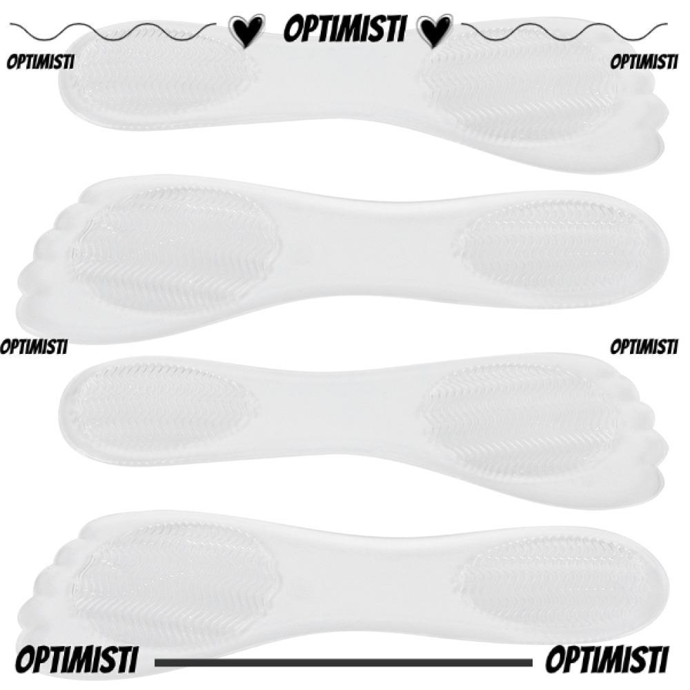 OPTIMISTIVF 2 คู่ พื้นรองเท้าสามส่วน ดีไซน์มองไม่เห็นโปร่งใส ซิลิโคนอ่อนนุ่ม & วัสดุ PU แผ่นรองรองเท