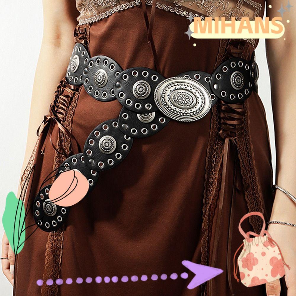 MIH Disc Belt, Ellipses คาวบอย Y2K Hollow Belt, Y2K Hollow Disc Belt Vintage Soft Metal Buckle Weste