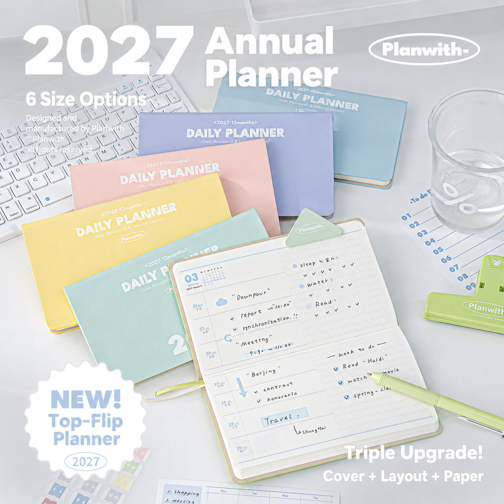 ไดลี่|Planwith 2027 Top Flip Weekly Planner แพลนเนอร์รายสัปดาห์แบบเปิดบน แนวนอน 53 สัปดาห์