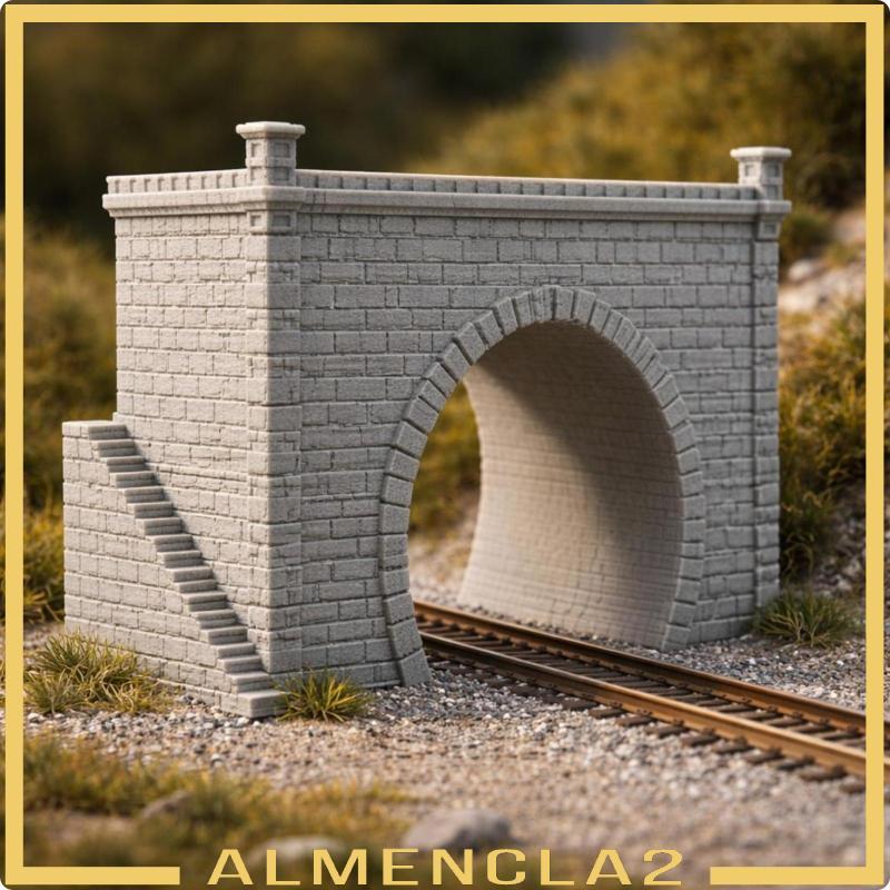 [Almencla2] N Scale Tunnel Portal พร้อมบันได N Scale Tunnel Entrance Stone Wall Bridge สมจริงสําหรับ