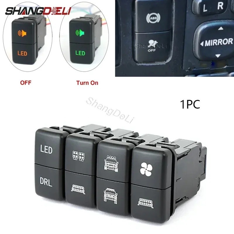 1PC Dual Switch BSM LED DRL สวิทช์ด้านหน้าหมอกโคมไฟ Spotlight เรดาร์ปุ่มสวิทช์สําหรับ FJ Land Cruise
