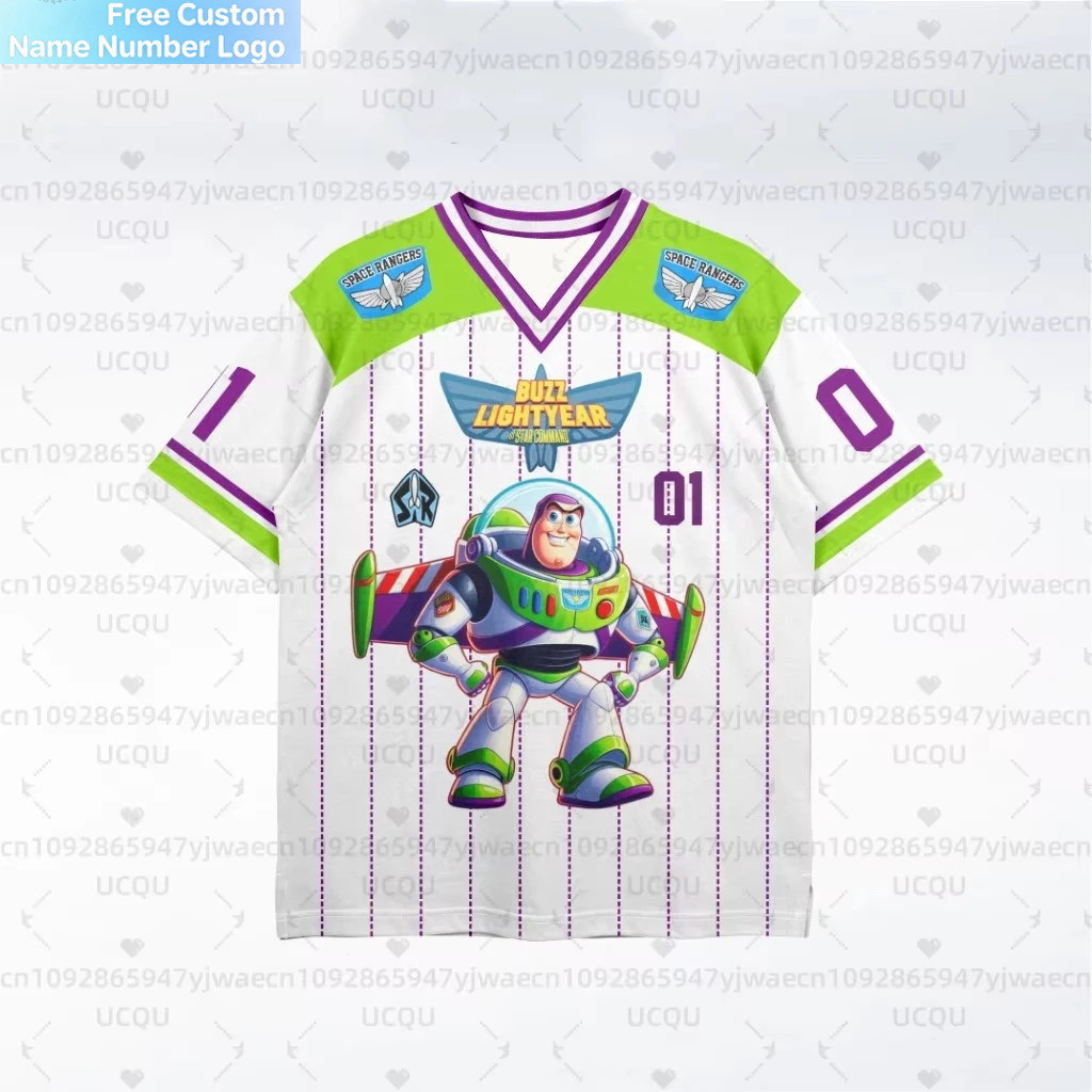 การปรับแต่งฟรี 2026 ใหม่ Disney AnimatedToy Story Buzz Lightyear คอสเพลย์ Jersey ชุดเบสบอลขนาดใหญ่เด