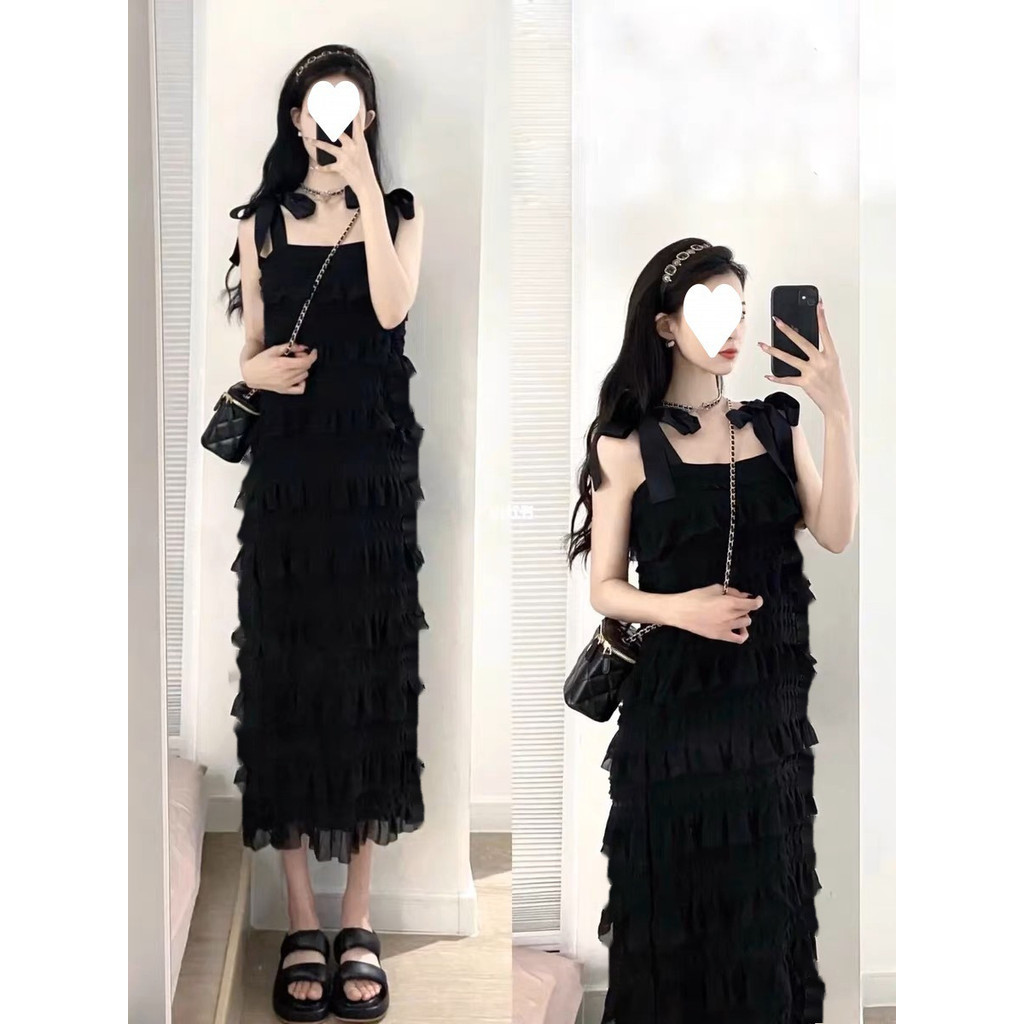 【ks1176.th】 斤胖mm大码女装吊带连衣裙蛋糕裙雪纺长裙吊带裙长裙荷叶边 【0820V97lCrwyX】