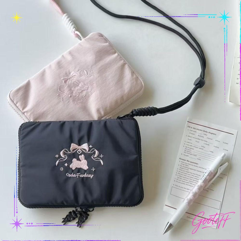 สัญลักษณ์ กระเป๋าคล้องคอสําหรับเดินทาง,ที่ใส่พาสปอร์ตตาข่ายแบบแขวน,กระเป๋าใส่การ์ดกระต่ายบัลเล่ต์น้ําหนักเบาแบบพกพาสําหรับเครื่องสํา