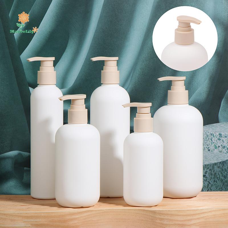 LILY 200-500ml สีขาวพลาสติกปั๊มโลชั่นแชมพูขวด High-end เครื่องสําอางขวดอะคริลิคหัวปั๊มรีฟิล uu