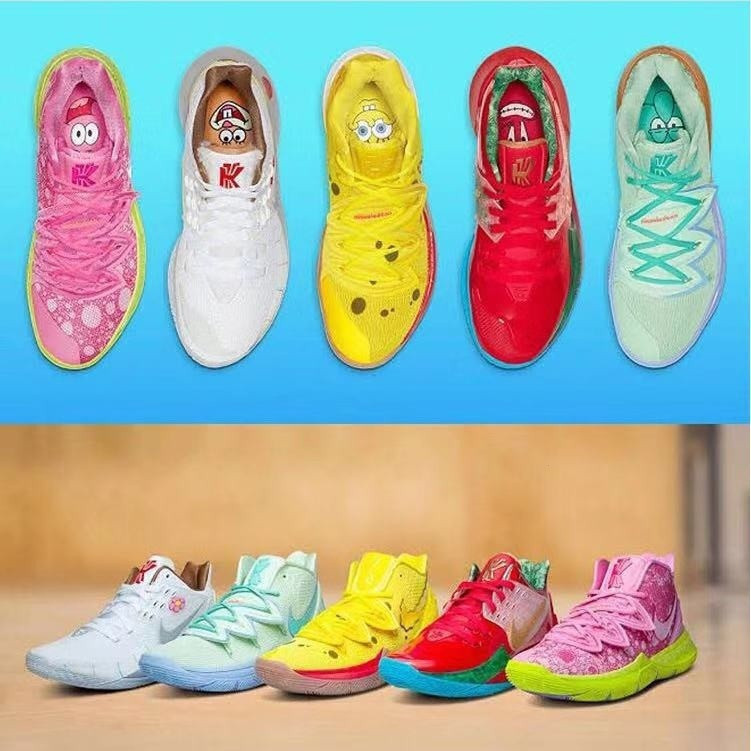 0 Stock x SpgeBob SquarePants Kyrie 5 รองเท้าบาสเก็ตบอลผู้ชาย A รองเท้า