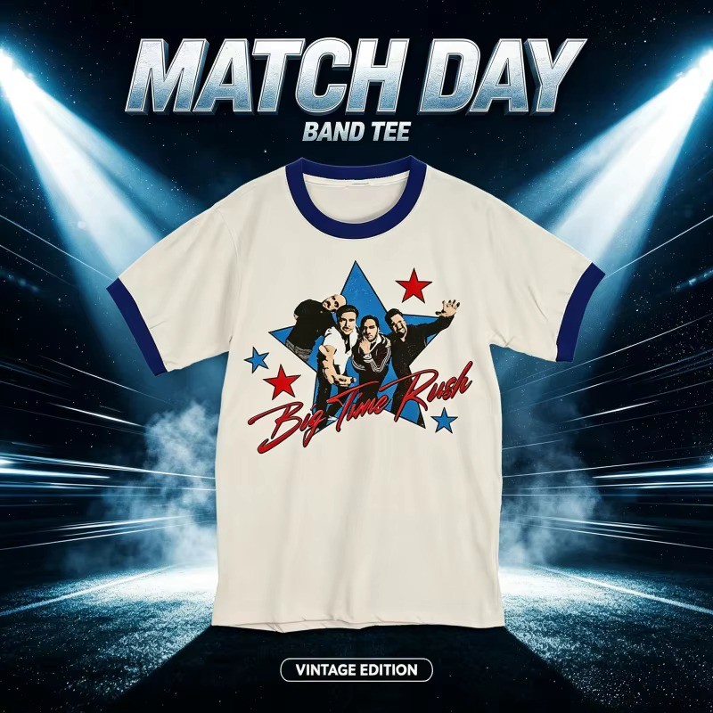 2026 New Big Time Rush Ringer BTR Fashion Cool Retro Y2K 3D Print Sports Jersey T-shirt Daily and Tr