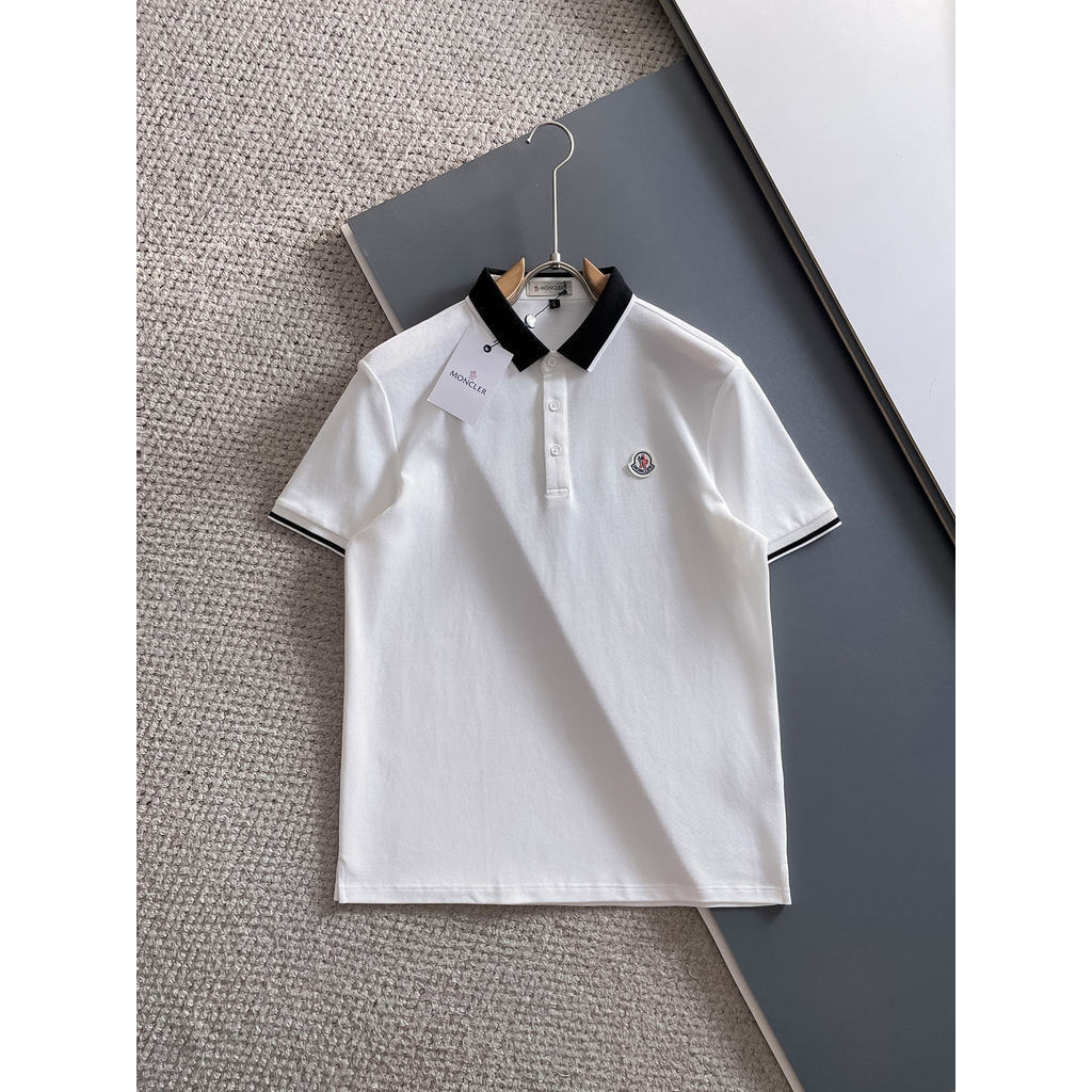 Moncler/Moncler 2026 คลาสสิกรอบคอแขนสั้นเสื้อยืดผู้ชายผู้หญิงสไตล์สองใหม่ออนไลน์เกลียว Slim-Fit Crea