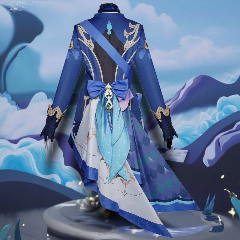 สามจุด Delusional Genshin cos เสื้อผ้าหญิง Fkarosflingna Water God Hev คอสเพลย์เกมอะนิเมะสูท