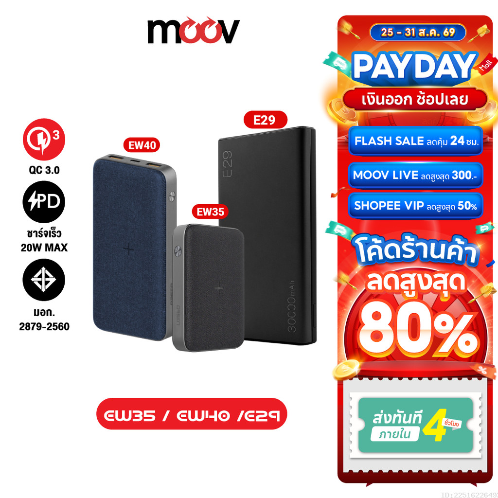 [ส่งไว] Orsen by Eloop E29 30000mAh / EW40 20000mAh / EW35 10000mAh แบตสำรอง PD 18W / 20W Powerbank 