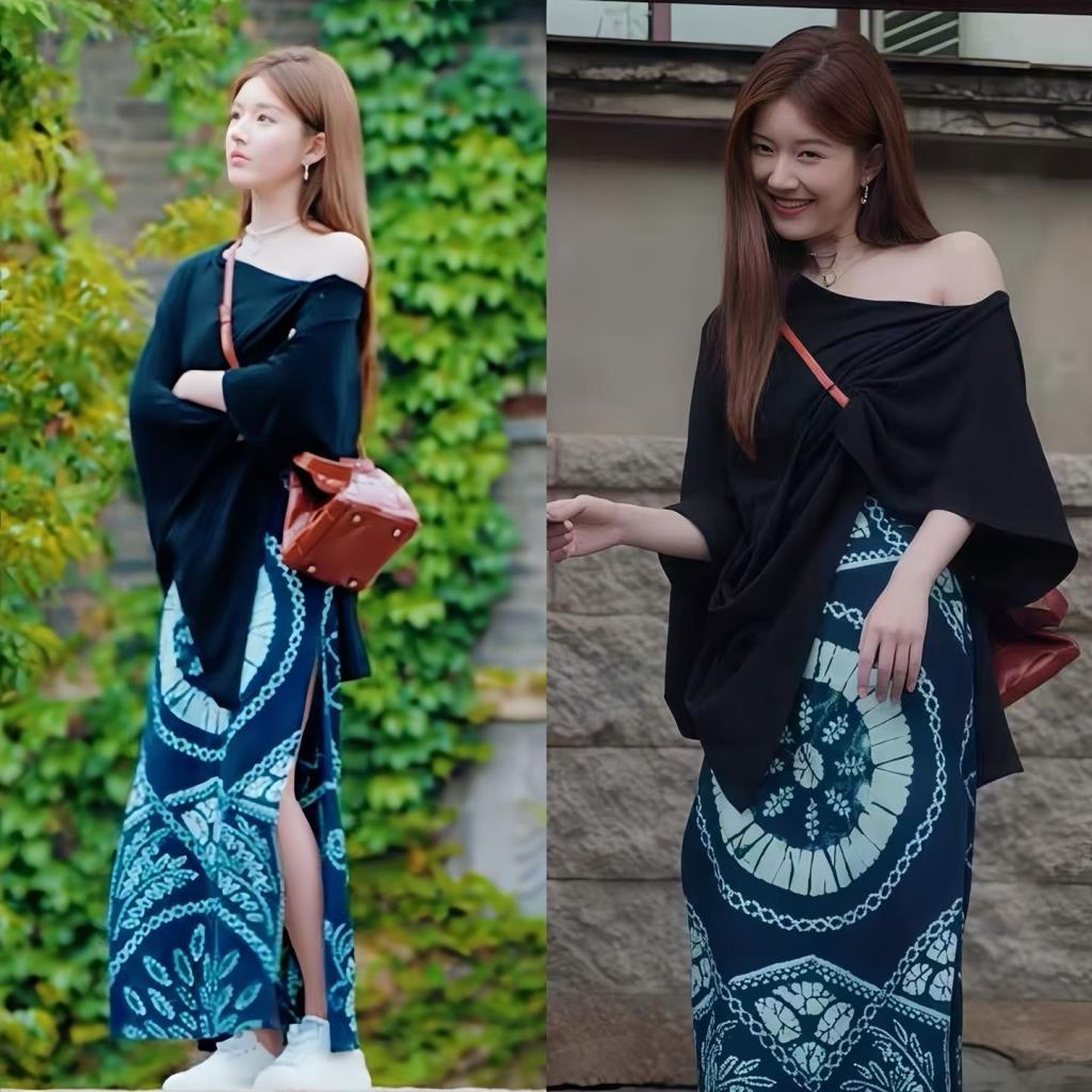 [คลังสินค้าพร้อม] Xu Me Dazzling Zhao Lusi Xu Yan เสื้อยืดสีดําไหล่เดียวไม่สม่ําเสมอแยกเสื้อยืดสไตล์