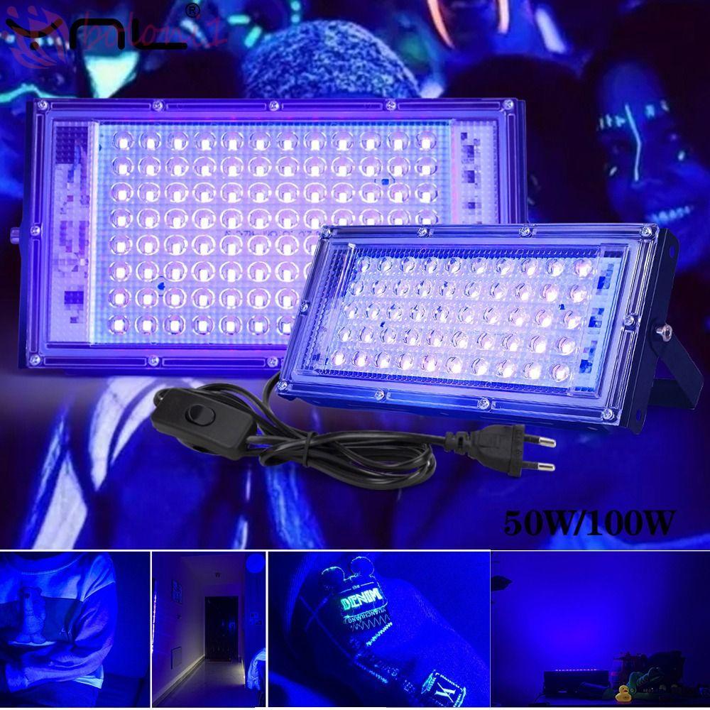 [COD] ฟลัดไลท์ UV, 395nm 120 Glow UV Lamp, Creative Effect Light 50W/100W UV Stage Lamp Christmas
