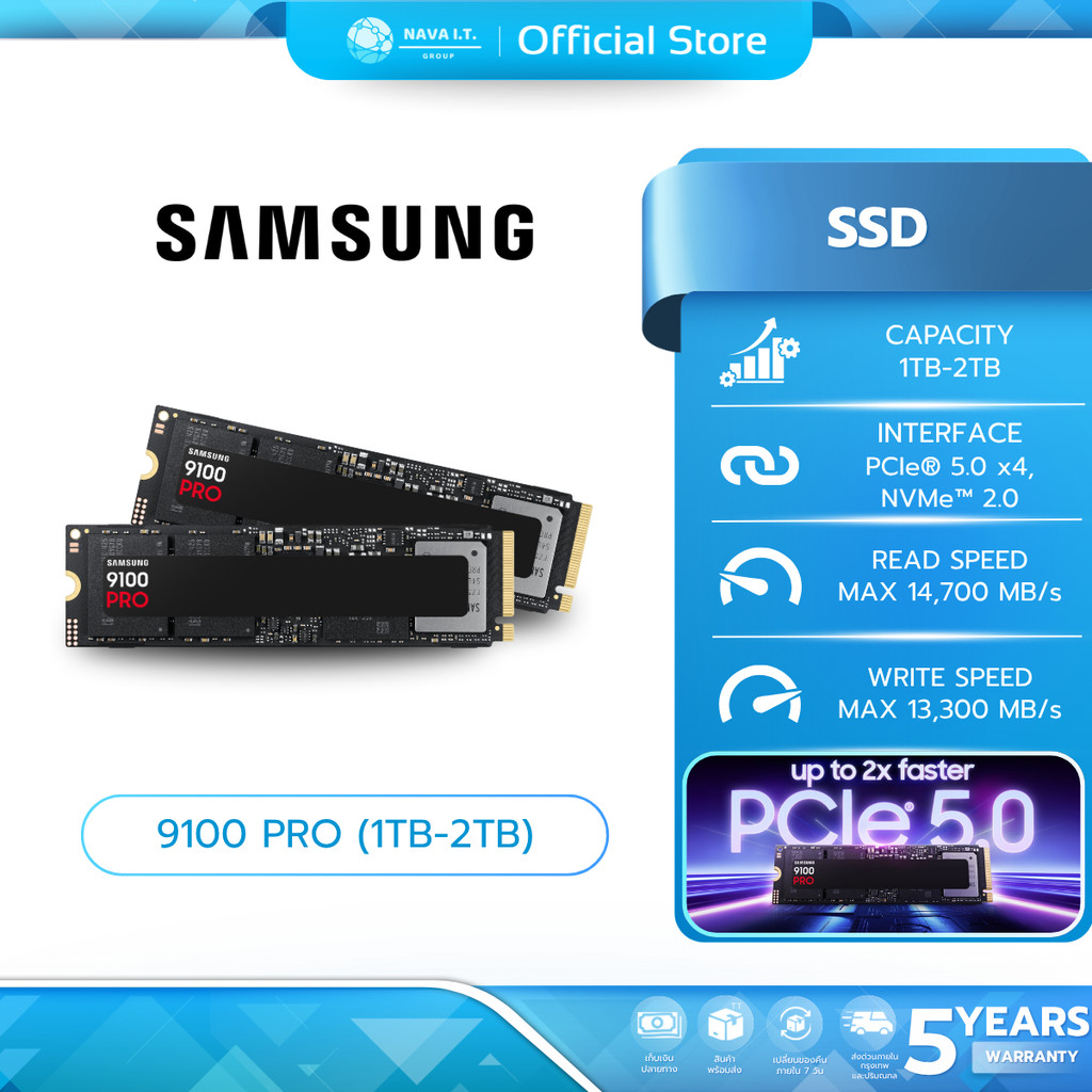 SAMSUNG SSD (เอสเอสดี) 9100 PRO 1TB-2TB NVMe M.2 WARRANTY 5 YEARS