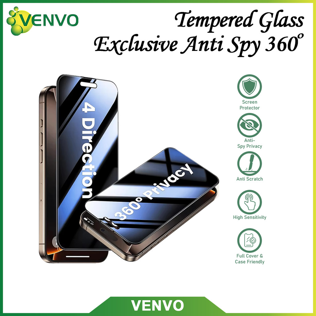 VENVO - กระจกนิรภัยพิเศษ Anti Spy 360 Vivo V40 Lite V50 V50 Lite V60 Lite Y05 Y31D Y31D Pro Y36 4G 5