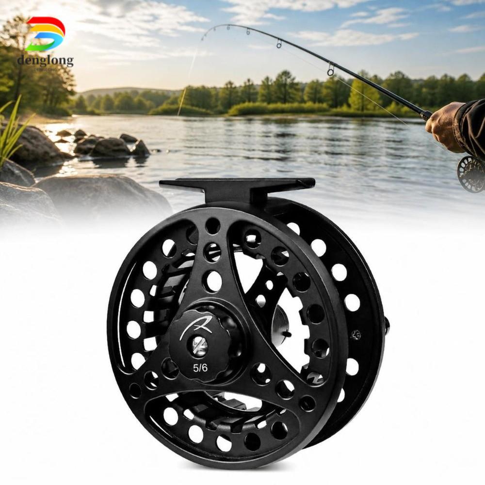 DENGLONG Fly Reel, 85 มม.อลูมิเนียม Fly Fishing Reel, ทนทาน 2 + 1BB แบริ่ง 5/6 WT รอกตกปลาตกปลาน้ําจ