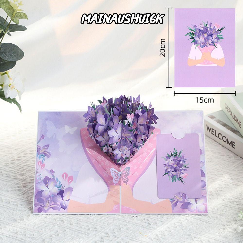 MAINAUSHUI6K Pop up Card, Anniversary Card การ์ดอวยพรดอกไม้ผีเสื้อ, Best Wishes Premium Post Card สํ