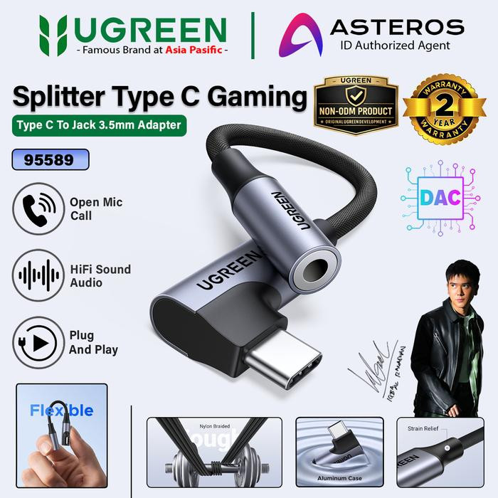 UGREEN Converter Splitter Type C เป็นแจ็คอะแดปเตอร์เสียง DAC 3.5 มม. 95589 Gaming